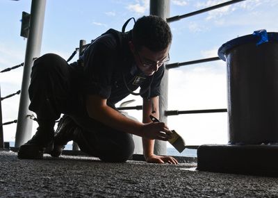 Operations on the deck of a naval vessel