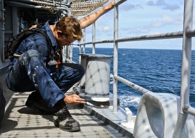 Operations on the deck of a naval vessel