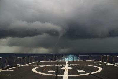 A storm closing in over the flight deck