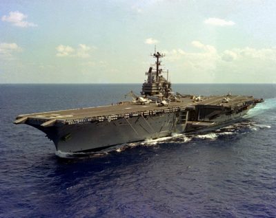 USS Independence (CV-62), the Forrestal-class carrier, underway at sea