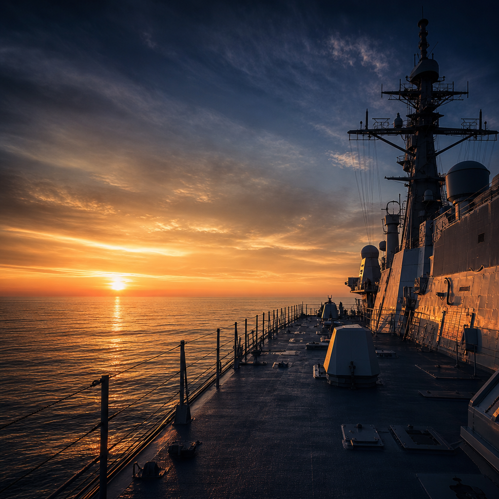 Maritime sunset - representing Don Sawyer's Navy career at sea